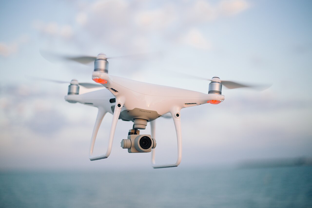 Quadcopter drone in flight